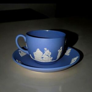 Wedgwood England Blue Jasperware Tea Cup & Saucer Set
